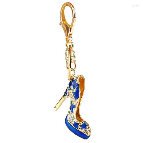 Porte-clés mode strass délicat talons hauts chaussure porte-clés sac à main pendentif à breloque porte-clés bibelot femmes filles anniversaire cadeaux de noël