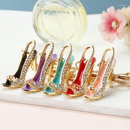 Keychains Fashion Rhinestone Heels Form Alloy Keychain Creative Handtas Charms Hanglang Car Keyring Key Chains accessoires Souvenir Geschenken