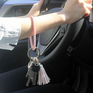 Porte-clés mode couleur unie bracelet porte-clés pour femmes porte-clés Silicone gland Flexible dragonne anneau voiture accessoires