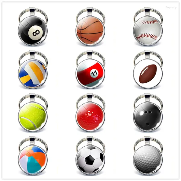 Keychains Fashion Sports KeyChain Cadena de llave Ring Football Basketball Golf Balling Pending para regalos de deportistas favoritos