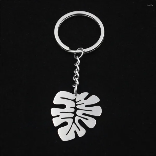 Keychains Fashion en acier inoxydable clés de carrosage monstera feuillage feuillage plante en métal accessoires cadeaux de la chaîne de clés pour les clés de voiture charme du sac