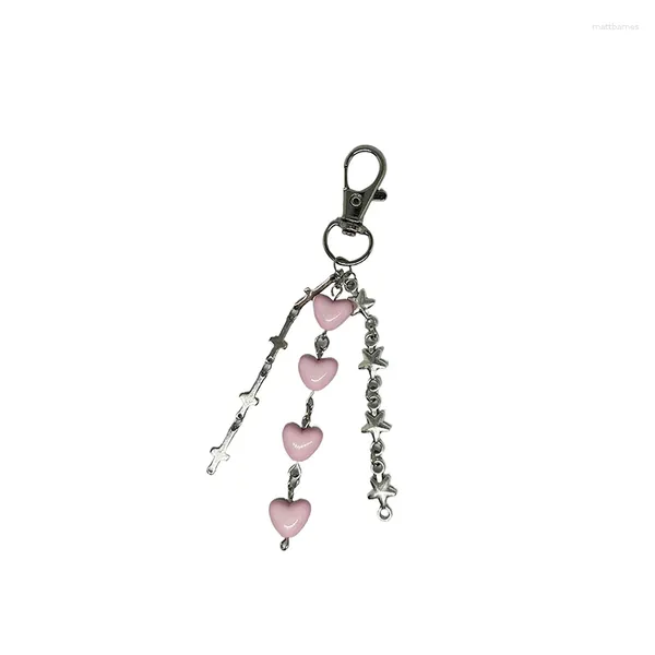 Llaveros Moda Estrella Corazón Colgante Colgante Llavero Dulce Cool Teléfono Correa Lanyard Bolsa Decoración para niñas Mujeres Accesorios de joyería