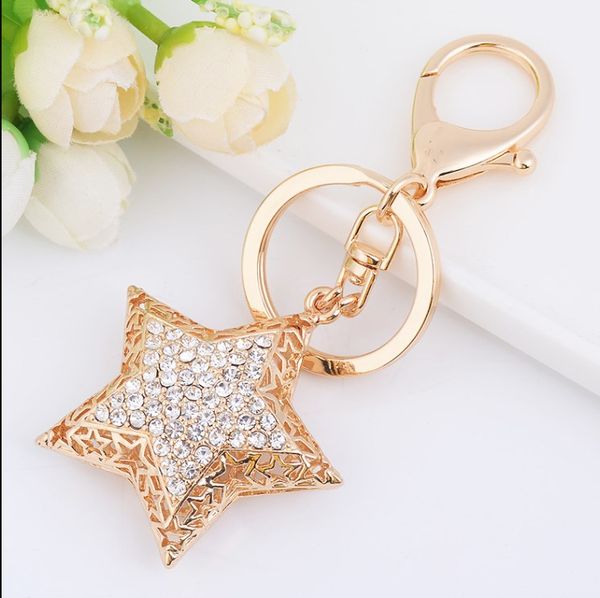 Keychains Fashion Star Keychain Exquisito Crystal Key Chain Ring para mujeres accesorios de soporte de bolsas CH3521