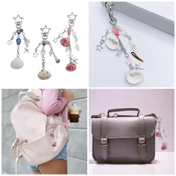 Porte-clés Fashion Star Shells Pearl Charm Pendentif Téléphone Sangle Sac Décoration