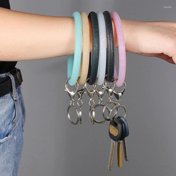 Porte-clés Mode Type O Gel De Silice Porter Bracelet Porte-clés Pour Femmes Cadeaux À La Mode Simple Cercle Bracelet Bracelet Unisexe Bijoux