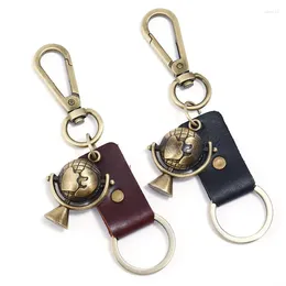 Llaveros Moda Vintage Bronce Globo Charm Llavero Retro Cuero Colgante Aleación Hebilla Llavero Para Bolsa Llaves De Coche Cadena Mujeres Hombres Joyería