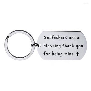 Keychains Fashion White Rings for Keys Simple Lettering Thank You Father Stainless Steel Family Gift Trinket