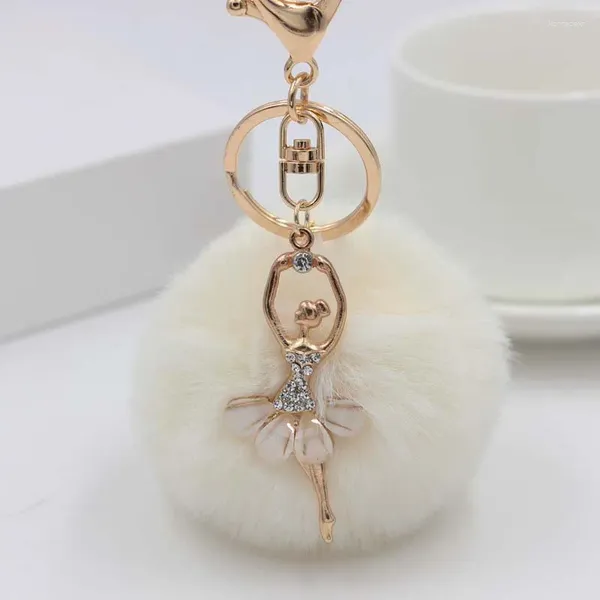 Porte-clés à la mode et mignon danseur de ballet artificiel en peluche boule porte-clés créativité ange sac pour femme pendentif de voiture porte-clés cadeau