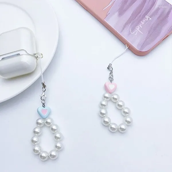 Llaveros Perlas de moda Con cuentas Llavero corto Dangler Accesorios para teléfono