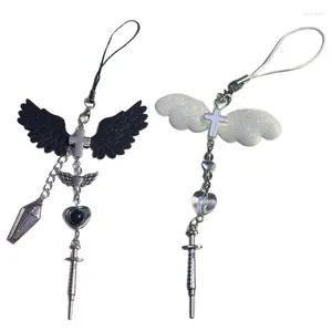 Porte-clés à la mode pendentif de téléphone injecteur charme chaîne sombre matériau en alliage cadeau parfait pour les femmes