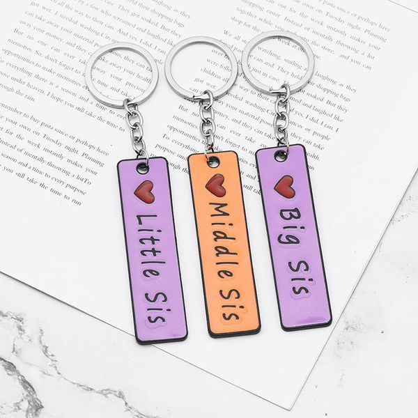 Porte-clés À La Mode En Acier Inoxydable Long Porte-clés Bonne Soeur GRAND MOYEN PETIT Doubleface Couleur Pendentif Cadeau DIY Personnalisable En Gros