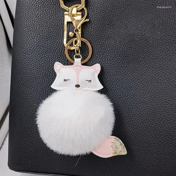 Keychains fausse fourrure pu cuir fin fine sac de trèfle décor