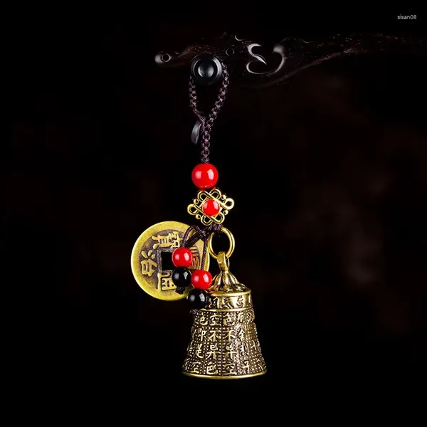 Porte-clés Figurines en laiton Prajna Paramita coeur Sutra cloche pendentif porte-clés sac ornement cinq empereurs argent porte-clés envoyer cadeau