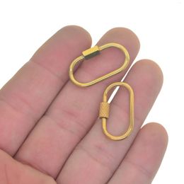 Llaveros Chapado en oro fino 1 pulgada Mini 304 Acero inoxidable Oval Run Course Tornillo Bloqueo Mosquetón Llavero Llavero Cadena Joyería DIY Cierre