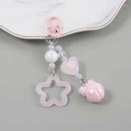 Porte-clés étoile à cinq branches pendentif porte-clés élégant rose perle porte-clés bijoux cadeau pour femmes fille sac voiture chaîne suspendue