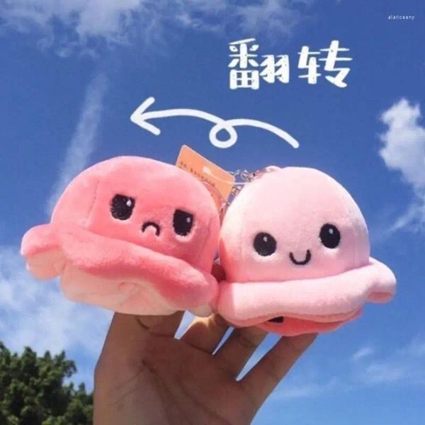 Llaveros Flip Expression Little Octopus Plush Doll Lindo Bolso Escolar Colgante Pareja Llavero Creativo Ins