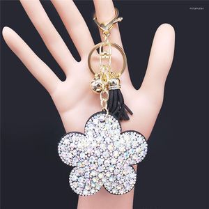 Keychains Flower Crystal Sac Courti pour les femmes Couleur en or blanc Pilariel Key Chain de Noël Bijoux Llavero Mujer K2513S01