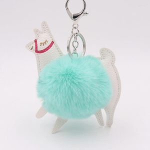 Porte-clés Moelleux Mignon Alpaga Furball En Peluche Lamas Pendentif Charme Fourrure Artificielle Pompon Porte-clés Sacs Accessoires En Gros