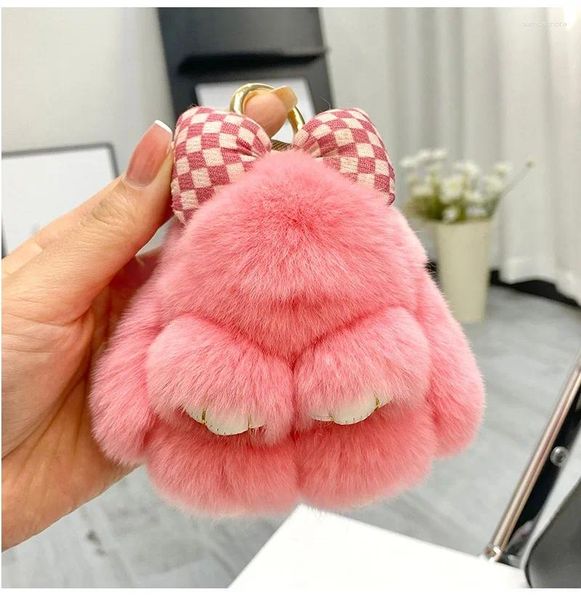 Porte-clés Pompon de fourrure moelleuse pour filles sac voiture porte-clés femmes étiquettes bijoux cadeaux bibelot