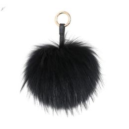 Porte-clés moelleux véritable boule de fourrure porte-clés bouffée artisanat bricolage pompon noir Pom porte-clés royaume-uni charme femmes sac accessoires cadeau 2550