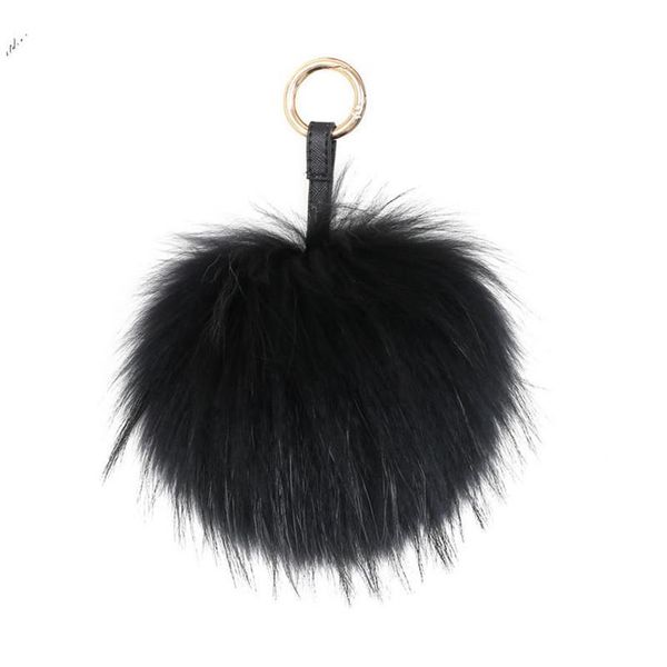 Porte-clés moelleux véritable boule de fourrure porte-clés bouffée artisanat bricolage pompon noir Pom porte-clés royaume-uni charme femmes sac accessoires cadeau 235V