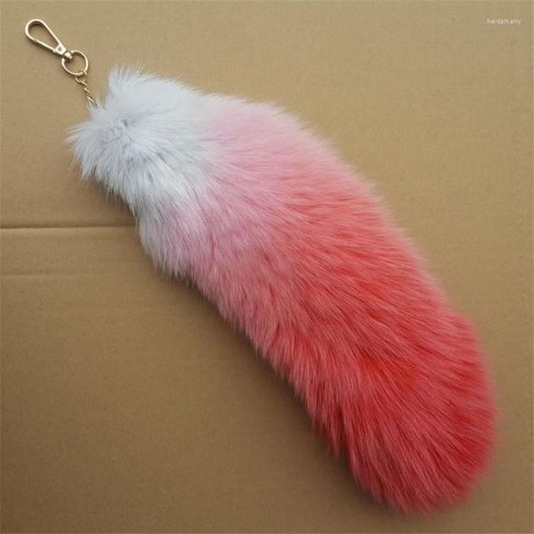 Llaveros Fluffy Real Fur Tail Llavero Borla Bolsa Cosplay Juguete Bolso Accesorio Gancho Colgante Extra Enorme Suave Llavero