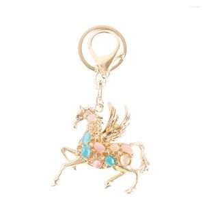 Keychains Flying Horse Creative Crystal Rinestone Charm Pendant Purse Purse Sac voiture Clé Méneau Chaîne de mariage Party Christmas Cadeau