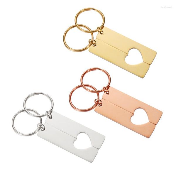 Porte-clés Fnixtar 20 paires/lot porte-clés en acier inoxydable poli miroir porte-clés suspendu coeur pour bricolage faisant des bijoux de mode porte-clés