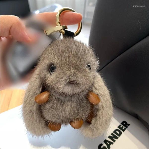 Keychains Foot Keychain Grey Key Pendant Plan Pom Pom Animal