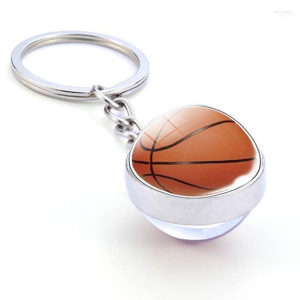 Llaveros Fútbol Bola de cristal de doble cara Llavero Llavero Anillo Baloncesto Voleibol Tenis Pequeño colgante JoyeríaLlaveros Fier22