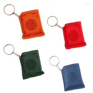 Keychains voor Creative Super Mini Arabisch Quran Book Keychain Pendant PVC Storage Bag Cute