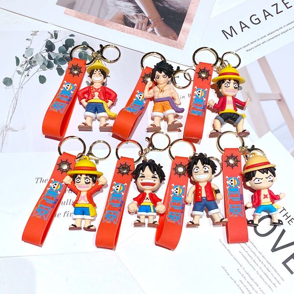 Keychains for Men Designer Cadena de llave Anillos de dibujos animados de una pieza Animación Luffy PERIPERAL FIGURA CONTRIGA CARCULACIÓN CHABLE CHORRY CHORRY