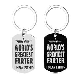 Keychains For Men Letter World's Greatther Father's Day Birthday Gift Key Chain Rings roestvrij staal mode sieraden auto sleutels zwarte kleur 38*22 mm