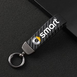 Porte-clés pour Smart Fortwo Forfour 453 451 450 Logo style de voiture en cuir de Fiber de carbone porte-clés personnalisé ligne de sport porte-clés cadeau