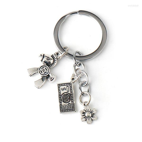 Llaveros Fortune Vintage Horse Dollar Flowers Colgante Lucky Hanging Chain Charm Llavero Diseño único Moda Coin Car KeyRing Enek22