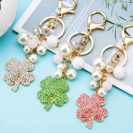 Porte-clés trèfle à quatre feuilles fleur porte-clés pour femmes sac charme porte-clés voiture anneau pendentif accessoires