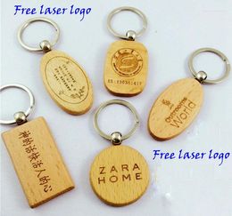 Logotipo de llaves gratis 100pcs personalizar bricolaje de llave de madera en blanco rectángulo corazón redondo ellipse talling llavero llavero regalo