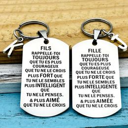 Sleutelhangers Franse FILS FILLE sleutelhanger afstuderen verjaardag kerstcadeau voor zoon dochter onthoud altijd je kinderen van papa mama