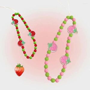 Porte-clés fraise fraise porte-clés mode féminine mignon romantique Vintage charme coréen 90's esthétique téléphone chaînes sac pendentif