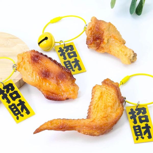 Keychains Fried Chicken Ligle Aile pendentif Keilchain Simulation Modèles alimentaires Fun Charms Car Key Key Po Props Sac Portefes