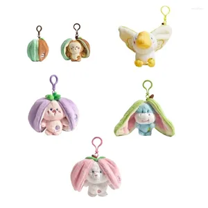 Keychains Fruit Animal Key Solder portable portable charmant pendentif peluche matériau doux poupées douces cadeaux pour les petits