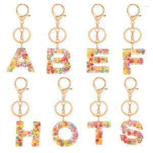 Porte-clés Fruits Lettre Résine Pendentif Porte-clés Alphabet Cristal Porte-clés Initiale Capital A-Z Bijoux Chaîne Unisexe Cadeaux