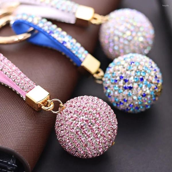 Porte-clés boule complète cristal porte-clés strass bracelet en cuir de haute qualité sac à main sac à main pendentif charme porte-clés pour voiture porte-clés K399