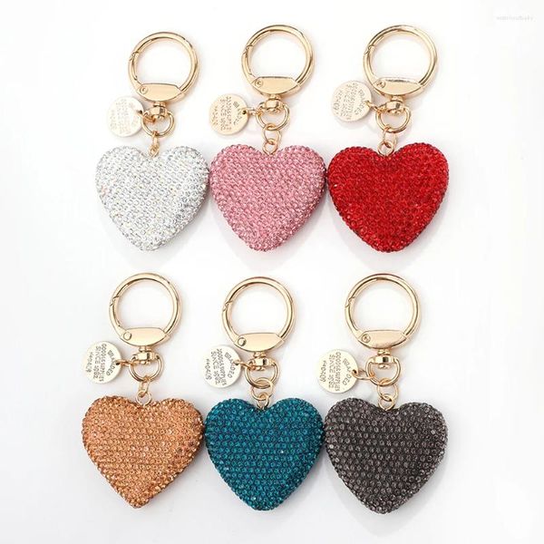 Porte-clés en forme de cœur en strass, anneaux en alliage de luxe léger pour filles, petit anneau frais, pendentif de sac à main créatif