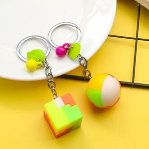 Porte-clés Fun Enfants Enfants Carré Cube Roung Ball Blocs Mini Porte-clés Assemblage Puzzle Formation Jouets Éducatifs Cadeau En Gros