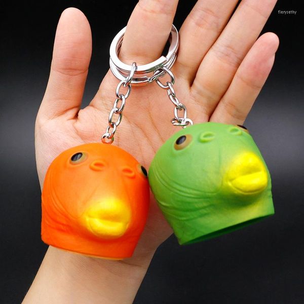 Porte-clés drôle tête de poisson vert sirène monstre masque couvre-chef créatif porte-clés pendentif bijoux cadeau