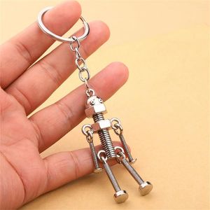 Porte-clés drôle robot porte-clés métal vis corps porte-clés pour hommes couple sac pendentif voiture porte-clés accessoires créatifs bricolage cadeaux