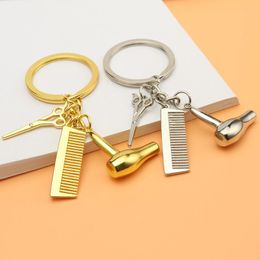 Keychains Grappige wassen Cut en Blow Decoratie Metal Keychain Fashion Creative Haircut Set Key Ring Backpack Hanger Birthday Jewelry GiftKeyc