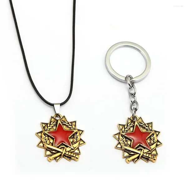 Porte-clés Jeu CSGO Counter Strike Pendentif Porte-clés Rouge Cinq Étoiles Conception Médaille Hommes Femme Bijoux Porte-clés Collier En Métal CS GO Fans Cadeau