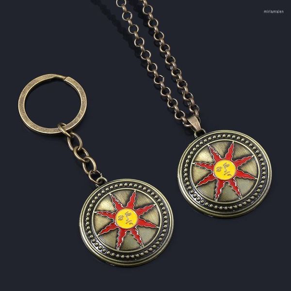 Keychains Game Dark Souls 3 Key Chain Solaire d'Astora Sun Badge Shield Shield Keyring Men Cosplay Jewelry Accessoires Miri22